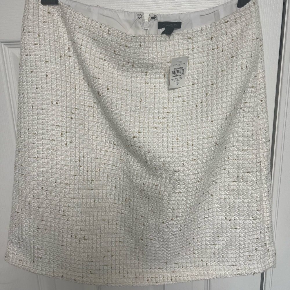 Ann Taylor Cream Pencil Skirt Knee-Length Work